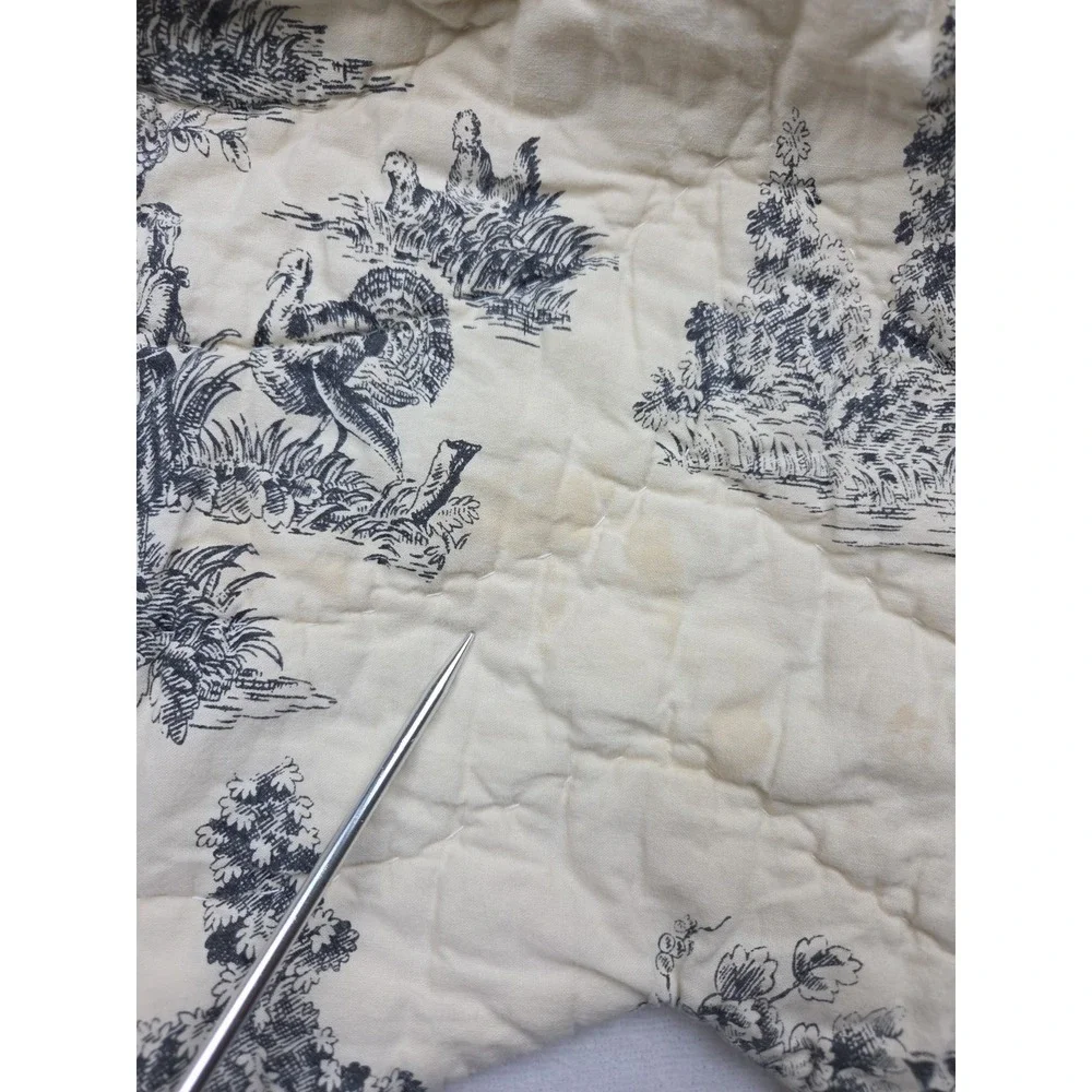 Blue Waverly Wellington French Toile Patchwork Quilt Handmade Scalloped TWIN‎